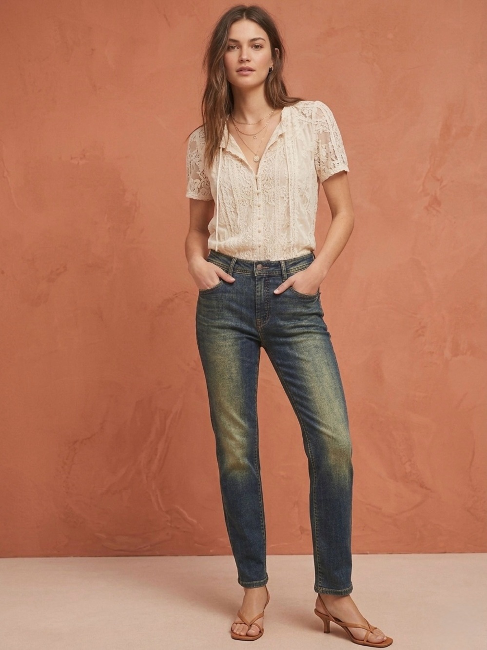 Anthropologie Pilcro & the Letterpress Straight-Leg Jeans Mid Rise Blue Size 27